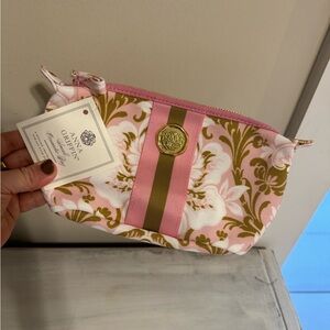 Anna Griffin Pink and Gold Floral Makeup Pouch